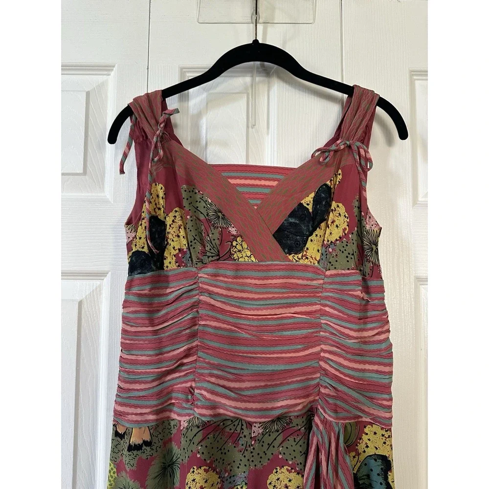 VTG NANETTE LEPORE 100% SILK Butterfly Sleeveless Y2K Dress Rare Fairy Glam 4